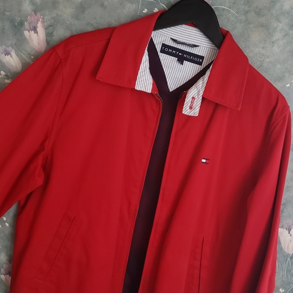 Nwot Tommy Bomber Cotton Red Jacket - Picture 7 of 10